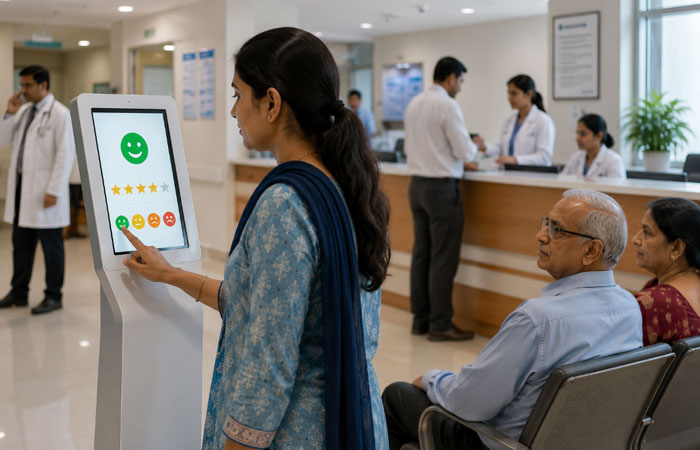 ईएसआईसी अस्पताल में फीडबैक प्रणाली के लिए क्यूआर कोड और पोस्टर की सांकेतिक तस्वीर
