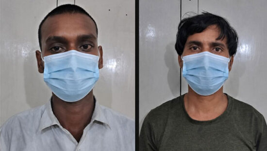 फर्जी आर्मी अधिकारी बनकर ठगी मामले में गिरफ्तार दो आरोपी।