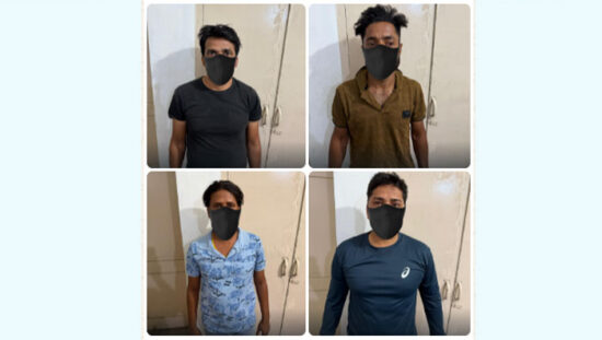Faridabad Crime Branch Sector-30 officials with four accused arrested for gambling near Badkhal Lake and cash recovered during the raid.