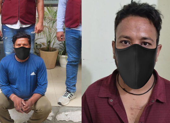 अवैध शराब बरामदगी मामले में गिरफ्तार आरोपियों और जब्त शराब के साथ फरीदाबाद पुलिस।