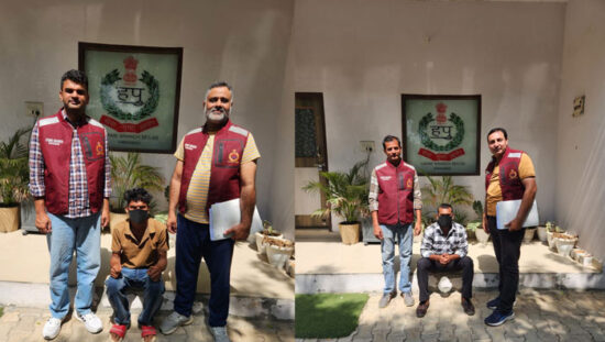 फरीदाबाद पुलिस द्वारा गिरफ्तार आरोपी और बरामद अवैध देसी कट्टे।