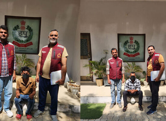 फरीदाबाद पुलिस द्वारा गिरफ्तार आरोपी और बरामद अवैध देसी कट्टे।