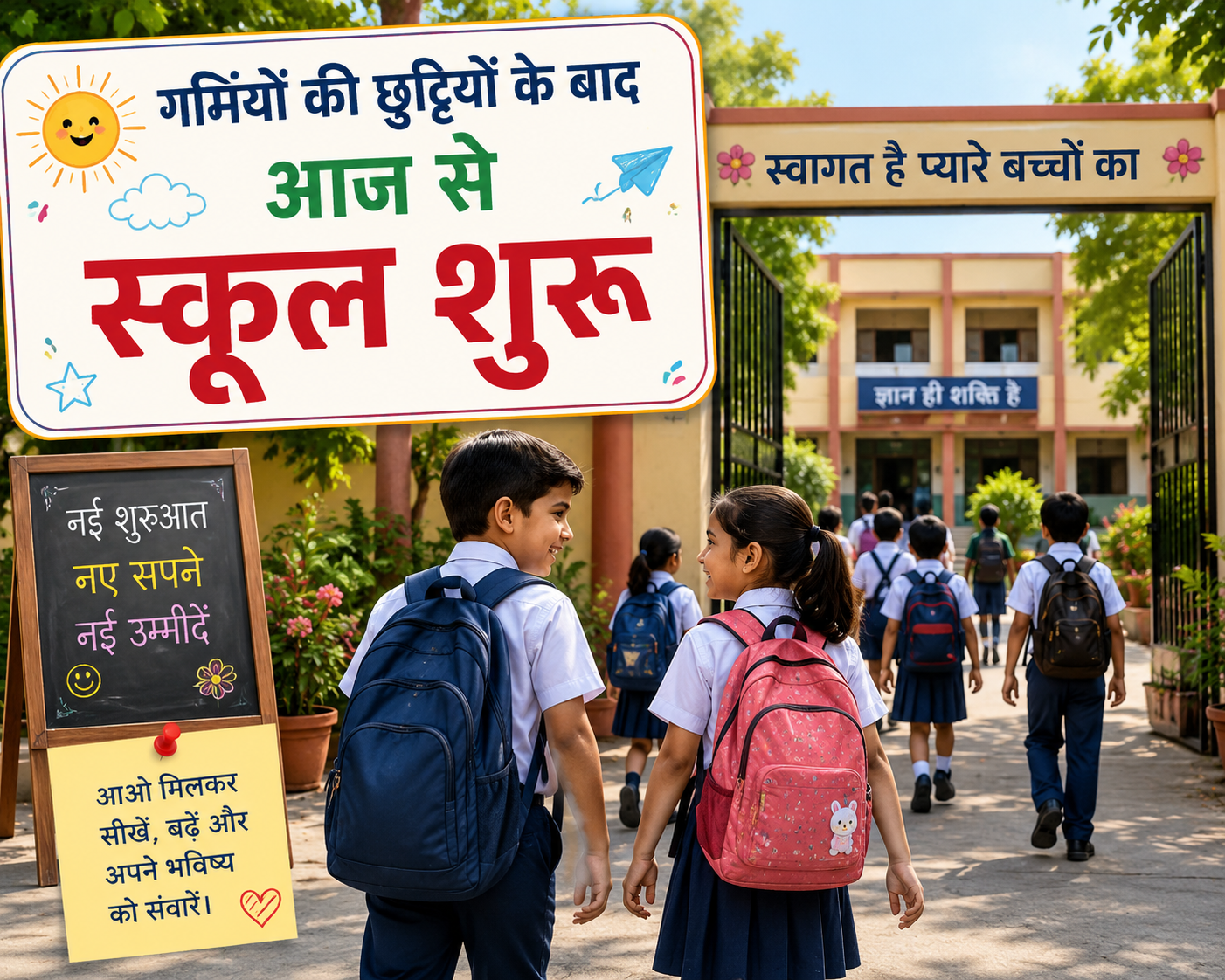 गर्मियों की छुट्टियों के बाद आज से स्कूल शुरू