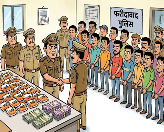 फरीदाबाद पुलिस द्वारा अवैध शराब तस्करी मामले में बरामद शराब और गिरफ्तार आरोपी