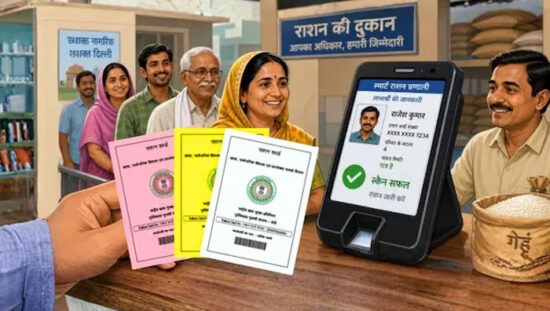 दिल्ली में Smart-PDS योजना के तहत QR कोड राशन कार्ड और फेस ऑथेंटिकेशन के जरिए राशन वितरण का सांकेतिक चित्र।