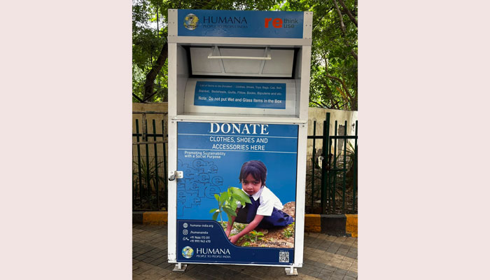 फरीदाबाद की गेटेड सोसायटी में 3R अभियान के तहत लगाया गया डोनेशन कलेक्शन बॉक्स।