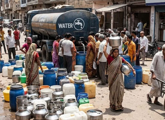 फरीदाबाद नगर निगम मुख्यालय के बाहर प्रदर्शन करते कर्मचारी और पार्षद समर्थक।