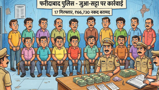 फरीदाबाद पुलिस द्वारा जुआ और सट्टा मामले में गिरफ्तार आरोपी एवं बरामद नकदी