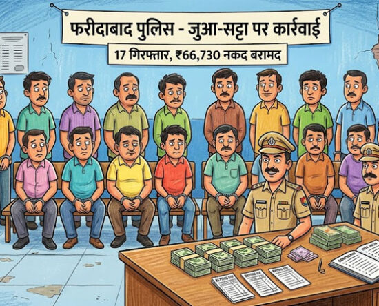 फरीदाबाद पुलिस द्वारा जुआ और सट्टा मामले में गिरफ्तार आरोपी एवं बरामद नकदी