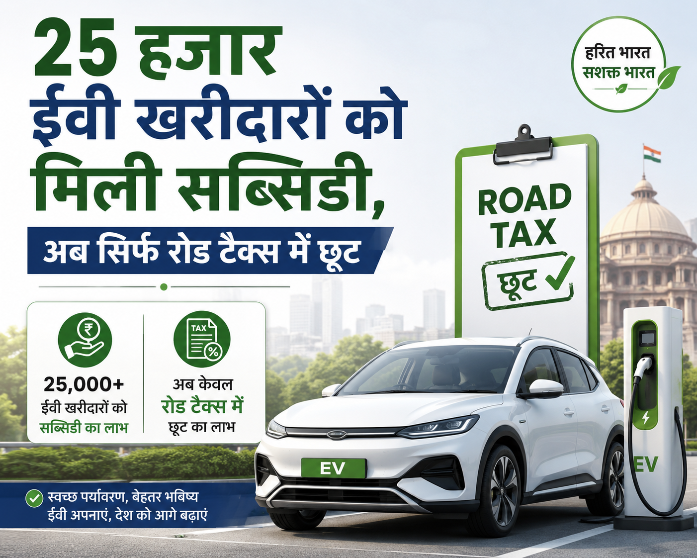 25 हजार ईवी खरीदारों को मिली सब्सिडी, अब सिर्फ रोड टैक्स में छूट