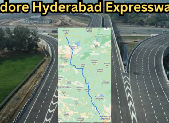 इंदौर-हैदराबाद एक्सप्रेसवे पर निर्माण कार्य का दृश्य।