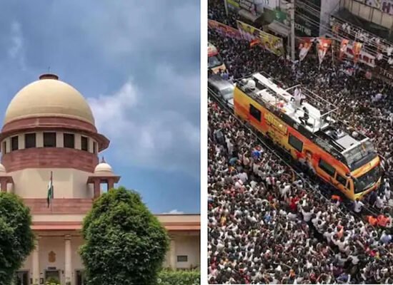 करूर भगदड़ मामले की सुनवाई के दौरान सुप्रीम कोर्ट और मुख्यमंत्री विजय का प्रतीकात्मक दृश्य।