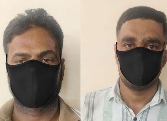 टेलीग्राम टास्क साइबर ठगी मामले में गिरफ्तार आरोपी और कार्रवाई करती फरीदाबाद साइबर थाना एनआईटी पुलिस।