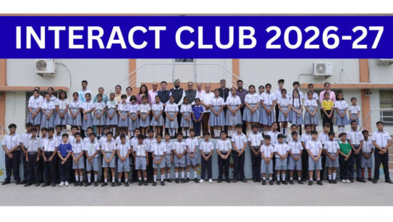 Student Council members taking oath during the 28th Investiture Ceremony at Faridabad Model School, Sector-31.