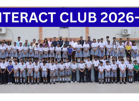 Student Council members taking oath during the 28th Investiture Ceremony at Faridabad Model School, Sector-31.