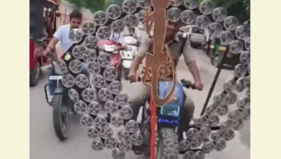 Faridabad youth's modified bike with 500 horns in Haridwar