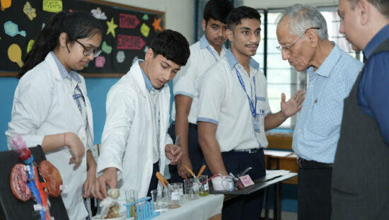 Students presenting innovative projects and working models at Faridabad Model School Annual Exhibition 2026–27