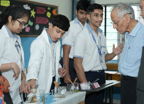 Students presenting innovative projects and working models at Faridabad Model School Annual Exhibition 2026–27
