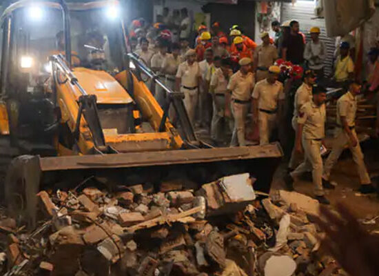 Rescue operation at Delhi Satya Niketan PG building collapse site as NDRF teams search through debris