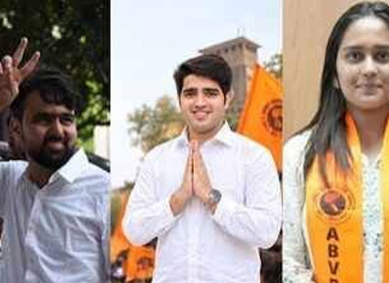 DUSU Election 2026 में ABVP के विजयी उम्मीदवार और निर्दलीय उपाध्यक्ष दीपांशु शौकीन
