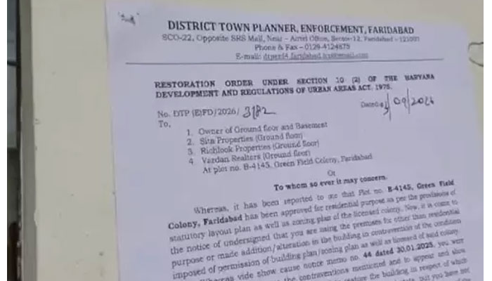 DTCP action against commercial activities in residential houses at Green Field Colony Faridabad