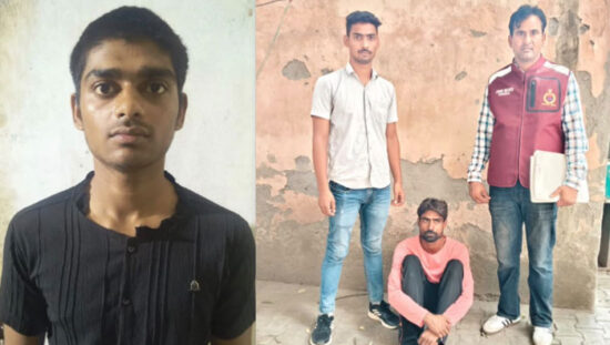 फरीदाबाद पुलिस द्वारा चोरी के मामलों में गिरफ्तार आरोपी और बरामद सोने की चेन व 7 हजार रुपये