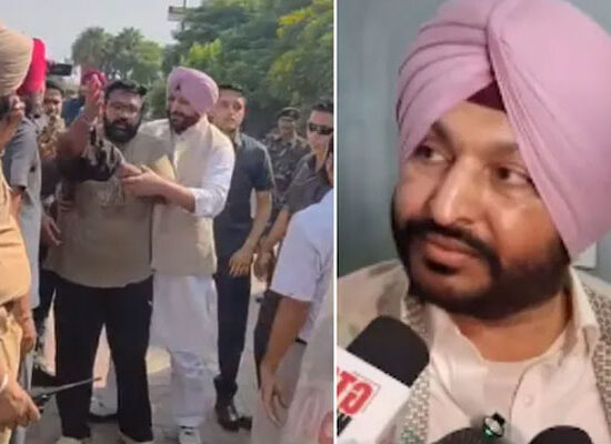 पंजाब में रवनीत सिंह बिट्टू के काफिले पर कथित हमले के बाद का दृश्य