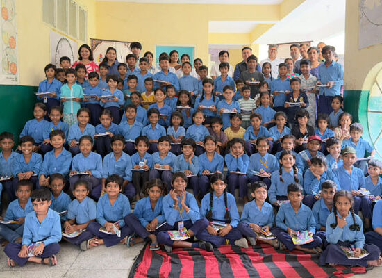 Rotary Club Aastha Faridabad distributes stationery and dental hygiene kits to students at Sector 30 school