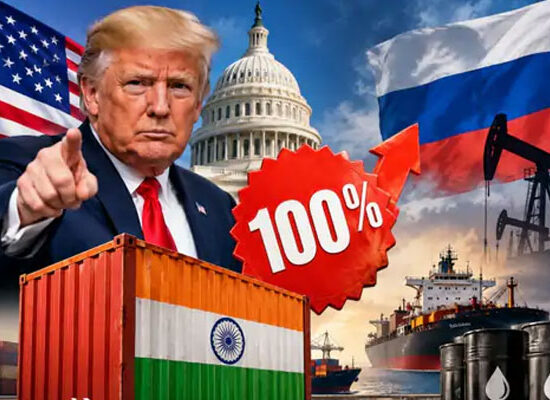 डोनाल्ड ट्रम्प और रूस से तेल खरीदने पर भारत पर 100% टैरिफ लगने की आशंका