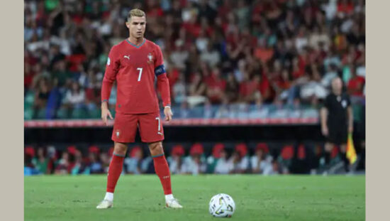Cristiano Ronaldo in Portugal national football team kit.