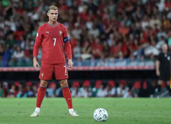 Cristiano Ronaldo in Portugal national football team kit.