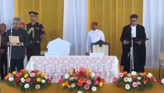 Dushyant Kumar Gautam takes oath as the 19th Governor of Sikkim at Lok Bhavan in Gangtok