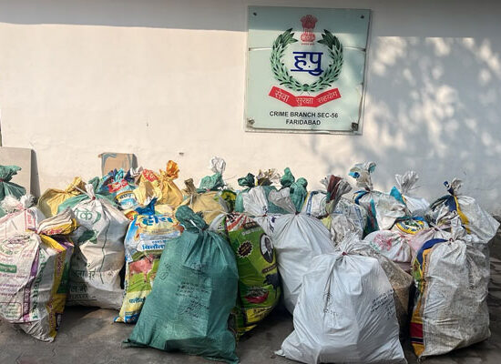 फरीदाबाद के कैली गांव में मुकेश ट्रेडर्स की दुकान से बरामद 383.750 किलोग्राम प्रतिबंधित पटाखे
