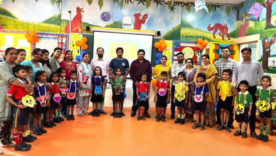 Kindergarten students showcase classroom activities at Faridabad Model School Learning Walk 2026.