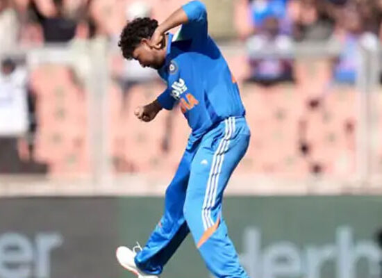 Indian spinner Kuldeep Yadav celebrates after taking a wicket as he enters the top five of ICC ODI bowling rankings.